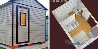 Hozblok s WC-om, drvarnicom, tušem i drugim zgradama pod istim krovom, kupite hozblok u moskovskoj regiji