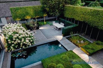 Vrt u stilu minimalizma, principi i ideje stvaranja minimalističkog krajolika, fotografska stilska rješenja