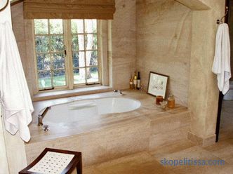 Dizajn kupaonice u privatnoj kući s prozorom, projektima u seoskim kućama, modernim idejama, fotografijama